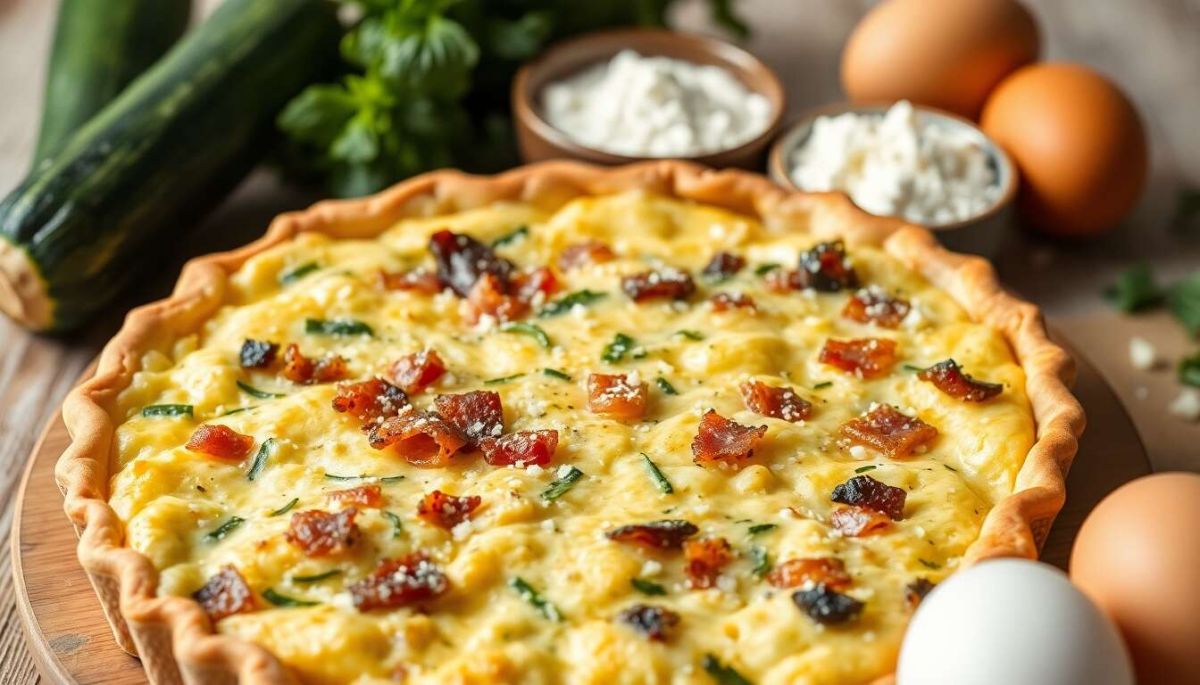 Une quiche réconfortante sans pâte : courgette et lardons