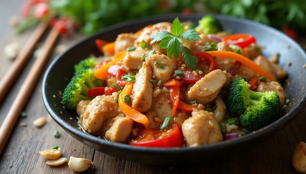 Une explosion de saveurs : sauté léger de poulet, légumes et gingembre