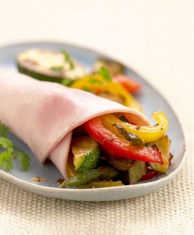 Cornet de jambon cuit aux légumes grillés