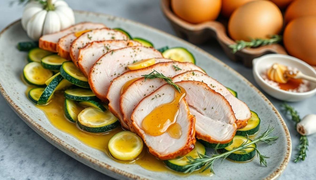 Une recette délicieuse d'aiguillettes de canard aux courgettes