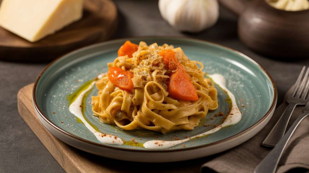 Une recette légère et gourmande de tagliatelles de konjac au potiron et parmesan