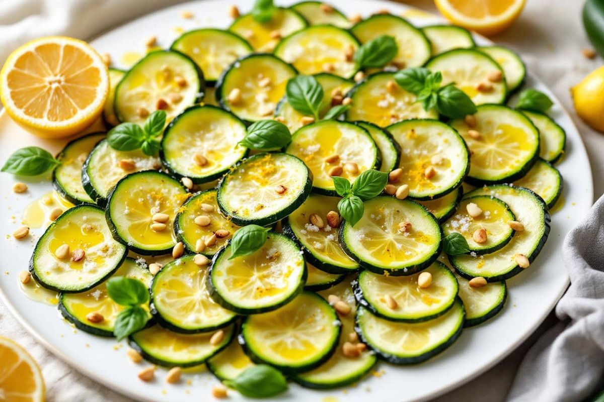 La courgette en carpaccio citronné : une entrée d'été à déguster sans cuisson